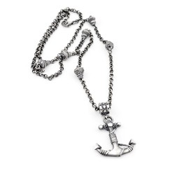 925 Ayar Oxitli Gümüş Çapalı Kolye – Unisex Zincirli Model | LMN-5001/2