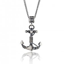 925 Ayar Oxitli Gümüş Çapalı Kolye – Unisex Zincirli Model | LMN-5001