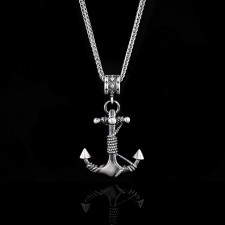 925 Ayar Oxitli Gümüş Çapalı Kolye – Unisex Zincirli Model | LMN-5001