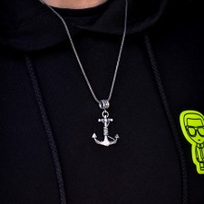 925 Ayar Oxitli Gümüş Çapalı Kolye – Unisex Zincirli Model | LMN-5001