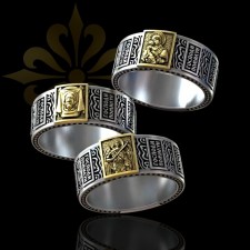 NICOSIA – Başmelek Mikail, Meryem Ana ve İsa Mesih İşlemeli Erkek Yüzük | LMR-404