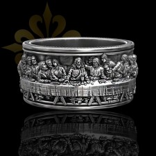 ANCONA – İsa Mesih Son Akşam Yemeği Unisex Oksitli Gümüş Yüzük | LMR-405