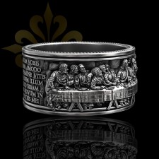 ANCONA – İsa Mesih Son Akşam Yemeği Unisex Oksitli Gümüş Yüzük | LMR-405