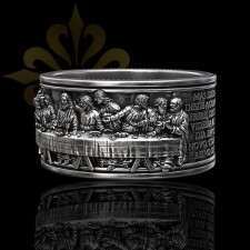 ANCONA – İsa Mesih Son Akşam Yemeği Unisex Oksitli Gümüş Yüzük | LMR-405