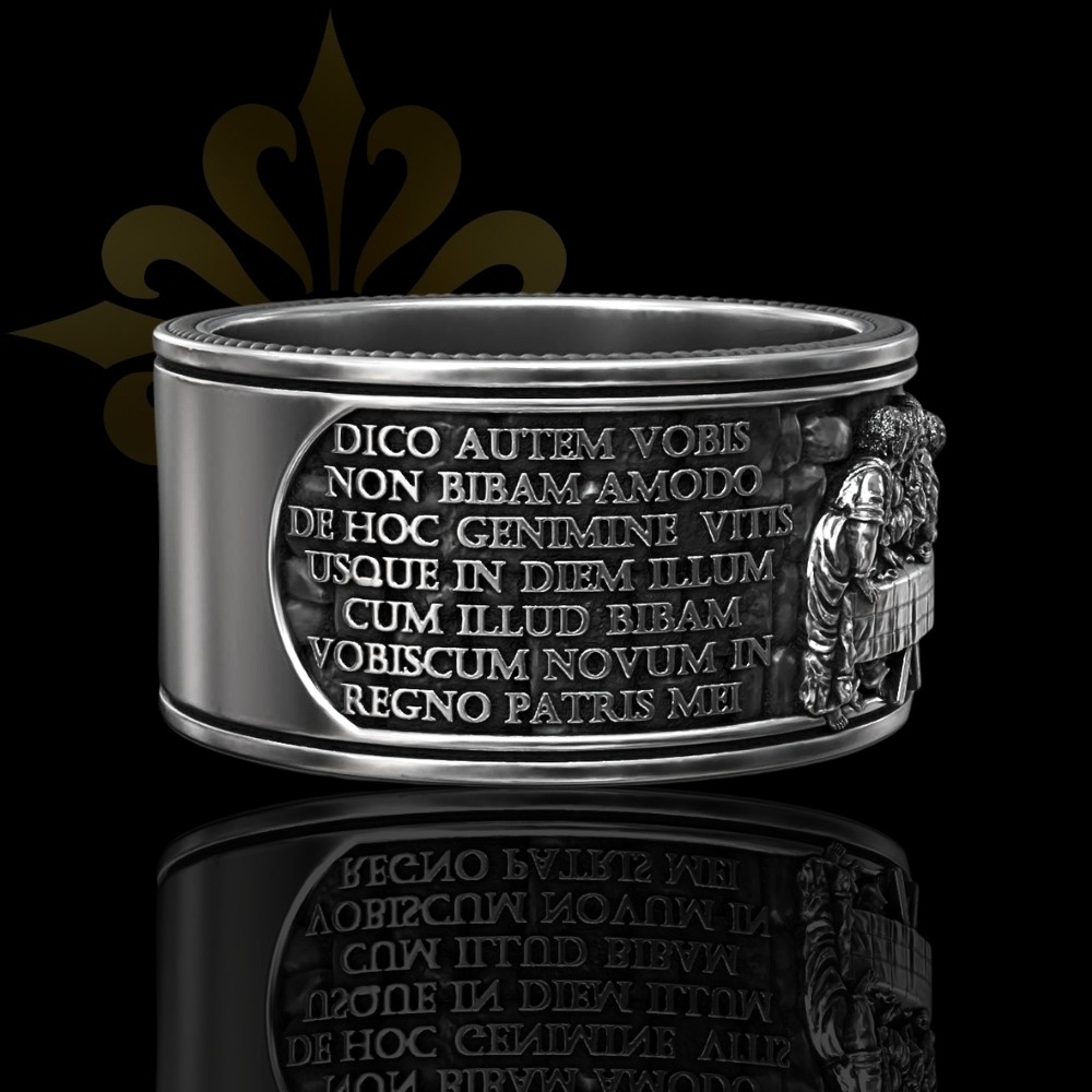 ANCONA – İsa Mesih Son Akşam Yemeği Unisex Oksitli Gümüş Yüzük | LMR-405