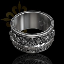 ANCONA – İsa Mesih Son Akşam Yemeği Unisex Oksitli Gümüş Yüzük | LMR-405