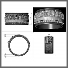 ANCONA – İsa Mesih Son Akşam Yemeği Unisex Oksitli Gümüş Yüzük | LMR-405