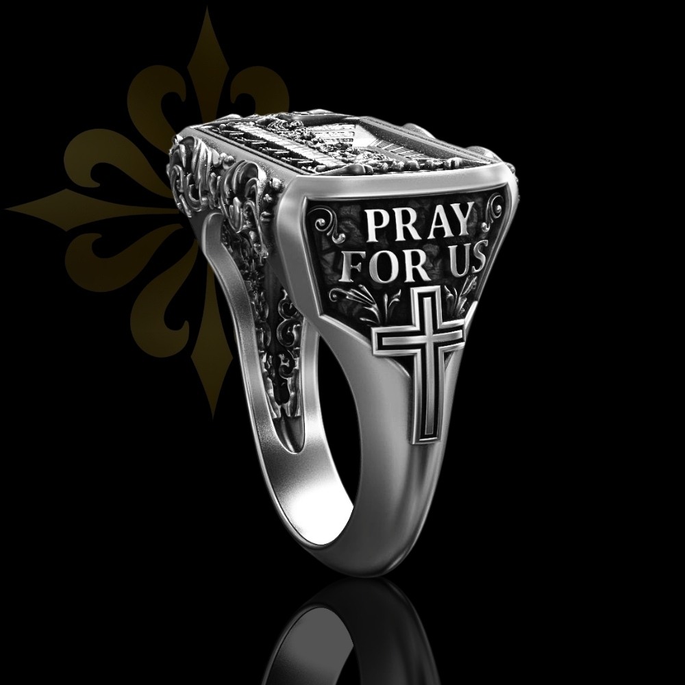 CROTONE – Son Akşam Yemeği İsa Mesih Desen Mührü Oksitli Gümüş Yüzük | LMR-406