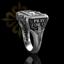 CROTONE – Son Akşam Yemeği İsa Mesih Desen Mührü Oksitli Gümüş Yüzük | LMR-406