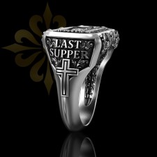 CROTONE – Son Akşam Yemeği İsa Mesih Desen Mührü Oksitli Gümüş Yüzük | LMR-406