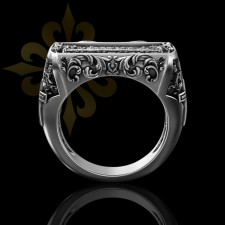 CROTONE – Son Akşam Yemeği İsa Mesih Desen Mührü Oksitli Gümüş Yüzük | LMR-406