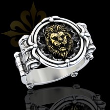 BUSAN – Aslan Motifli Erkek Yüzük | Oksitli Gümüş Yüzük | LMR-415