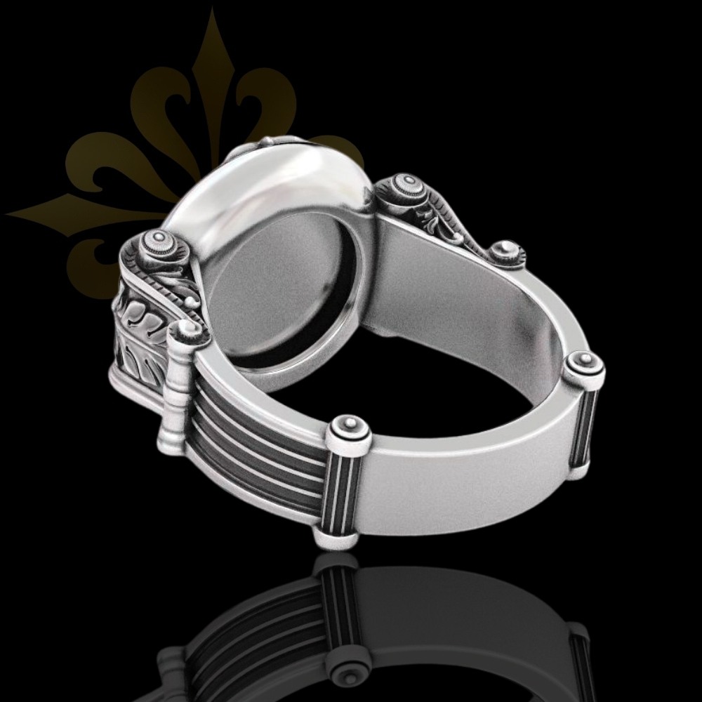 BUSAN – Aslan Motifli Erkek Yüzük | Oksitli Gümüş Yüzük | LMR-415