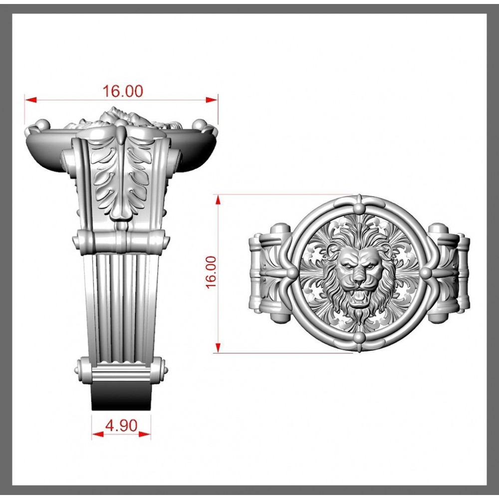 BUSAN – Aslan Motifli Erkek Yüzük | Oksitli Gümüş Yüzük | LMR-415