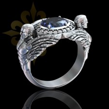 HOUSTON – Kanatlı 2 Erkek Motifli Taşlı Gümüş Yüzük LMR-428