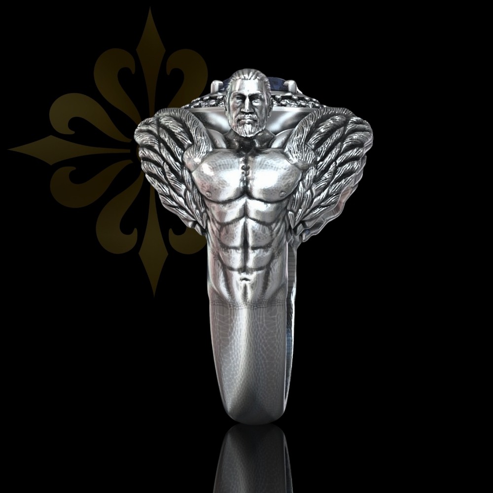 HOUSTON – Kanatlı 2 Erkek Motifli Taşlı Gümüş Yüzük LMR-428