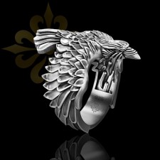 Zaragoza 925 Ayar Oxitli Kartal Figürlü Gümüş Erkek Yüzük