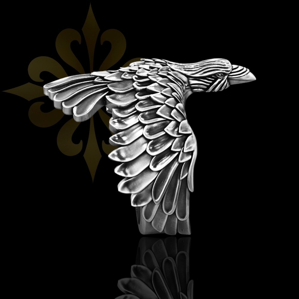 Zaragoza 925 Ayar Oxitli Kartal Figürlü Gümüş Erkek Yüzük