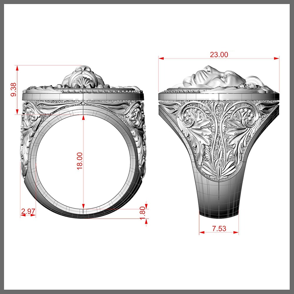 LEON – 925 Ayar Oxitli Aslan Figürlü Gümüş Erkek Yüzük | LMR-317