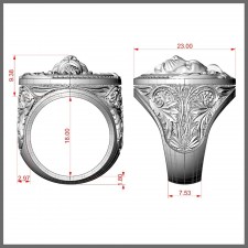 LEON – 925 Ayar Oxitli Aslan Figürlü Gümüş Erkek Yüzük | LMR-317