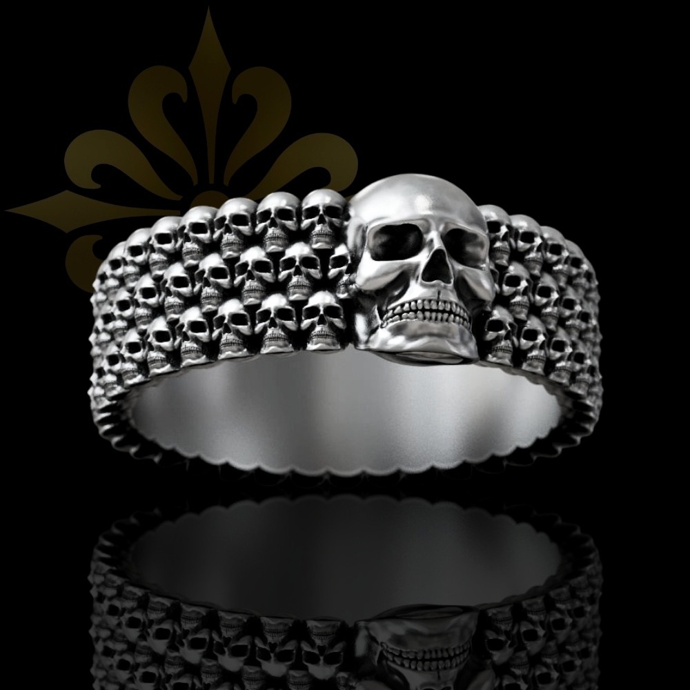 Kuru kafa motifli oksitli gümüş erkek yüzük – Love Me